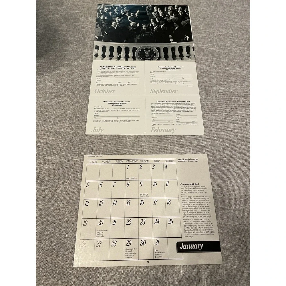 1986 JFK John F Kennedy Democratic National Committee‎ Calendar